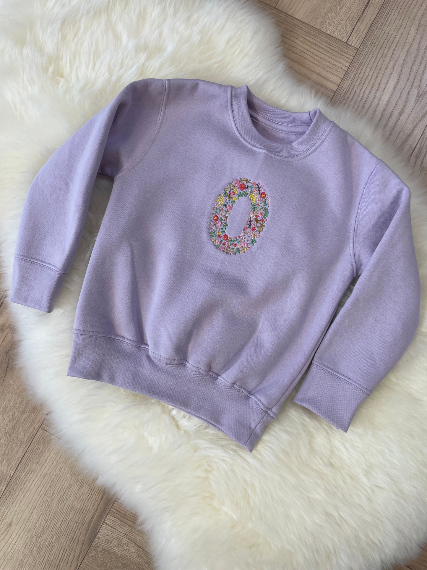Floral Initial Embroidered Sweatshirt